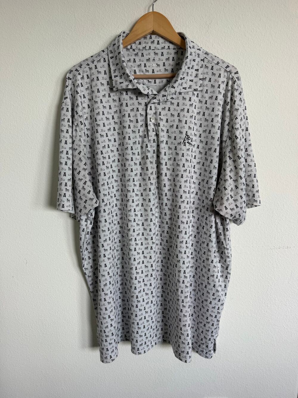 Rhoback Mens The Bev Cart Performance Polo The Pug Dog Print Size 3XL Golf